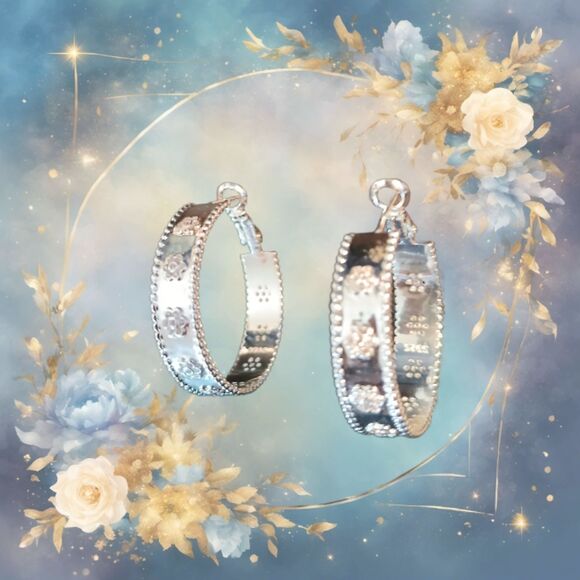 Elegant Silver Hoop Earrings - Picture 5 of 11